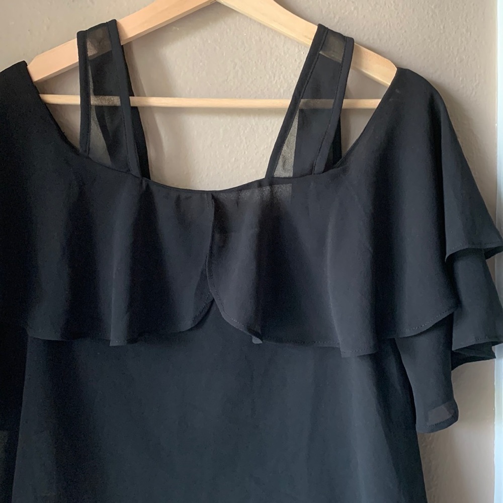 ASOS Cold Shoulder Flounce Sleeve Flowy Blouse